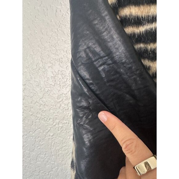 Mother Baseball Faux Fur Snap Jacket Tiger Print Varsity Faux Leather Size XS - Picture 9 of 11